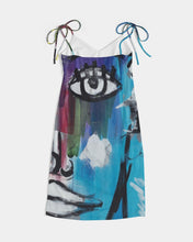 Load image into Gallery viewer, Rostro Azule- Joy Women&#39;s All-Over Print Tie Strap Split Dress