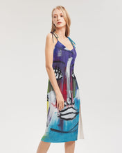 Load image into Gallery viewer, Rostro Azule- Joy Women&#39;s All-Over Print Tie Strap Split Dress