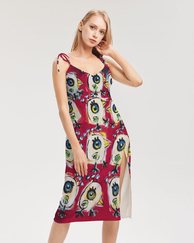 Los Pajaros Colorado Women's All-Over Print Tie Strap Split Dress