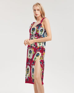 Los Pajaros Colorado Women's All-Over Print Tie Strap Split Dress