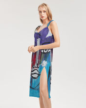 Load image into Gallery viewer, Rostro Azule- Joy Women&#39;s All-Over Print Tie Strap Split Dress